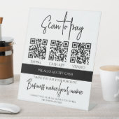 Business Scan to Pay Personalized 3 QR Code Reclamebord Met Voetstuk (Insitu)
