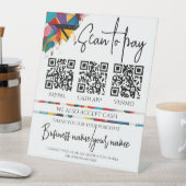 Business Scan to Pay Personalized 3 QR Code Reclamebord Met Voetstuk (Insitu)