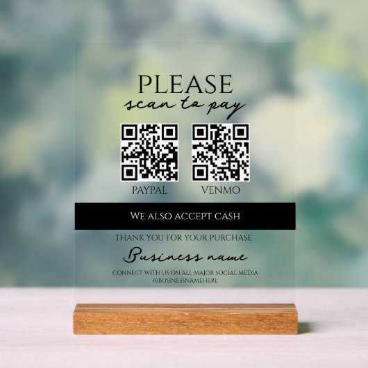 Business Scan to Pay Personalized QR Code Acryl Bord (Neutraal)