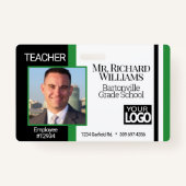 Business / School Foto ID- Zwart, Wit en Groen Badge (Voorkant)
