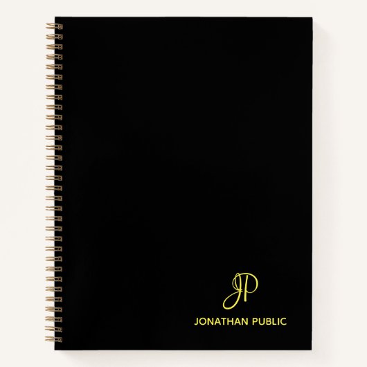 Business Script Gold Monogram Initiaal Professiona Notitieboek (Voorkant)
