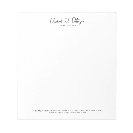 Business script name simple elegant professional notitieblok (Voorkant)