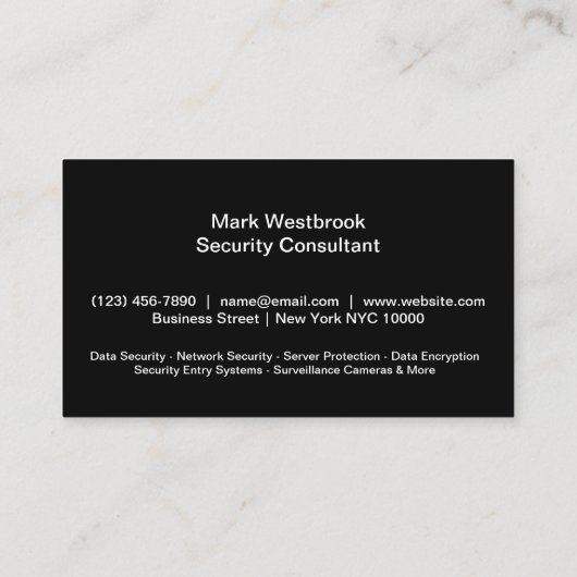 Business Security Service Visitekaartje (Achterkant)