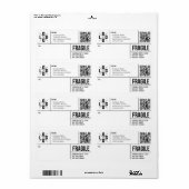 Business Shipping Logo QR Code Fragile Warning Etiket (Full Sheet)