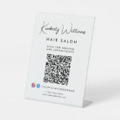 Business Signature Script Monogram QR Code Reclamebord Met Voetstuk (Voorkant)