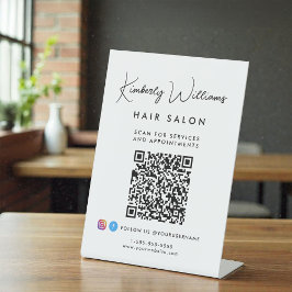 Business Signature Script Monogram QR Code Reclamebord Met Voetstuk