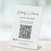 Business Signature Script Monogram QR Code Reclamebord Met Voetstuk