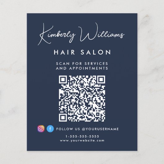 Business Signature Script QR Code Promotional Blue Flyer (Voorkant)