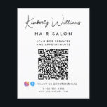 Business Signature Script QR Code Promotional Flyer<br><div class="desc">Chique promotieflyer voor uw bedrijf met jouw naam in een stijlvol handtekeningscript en bedrijfstype hieronder in eenvoudige, moderne typografie. Creëer Voer uw websiteadres in om een QR-code voor klanten en klanten in te voeren om te scannen op afspraken, producten, diensten, uren, enz. Voeg je Instagram en Facebook-handvat toe zodat klanten...</div>