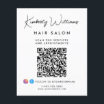 Business Signature Script QR Code Promotional Flyer<br><div class="desc">Chique promotieflyer voor uw bedrijf met jouw naam in een stijlvol handtekeningscript en bedrijfstype hieronder in eenvoudige, moderne typografie. Creëer Voer uw websiteadres in om een QR-code voor klanten en klanten in te voeren om te scannen op afspraken, producten, diensten, uren, enz. Voeg je Instagram en Facebook-handvat toe zodat klanten...</div>