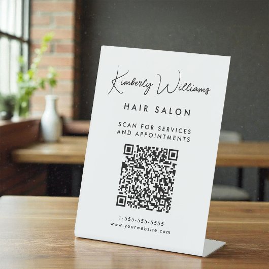 Business Signature Script QR-code Reclamebord Met Voetstuk