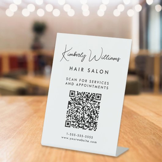 Business Signature Script QR-code Reclamebord Met Voetstuk