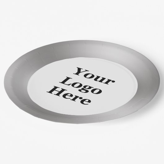 Business Silver en White Uw Logo Hier Sjabloon Papieren Bordje (Gekanteld)