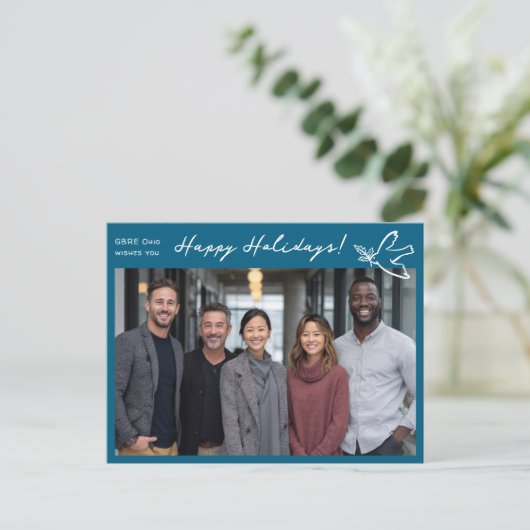 Business Simple Dove CUSTOM PHOTO ChristmasHoliday Briefkaart (Staand voorkant)