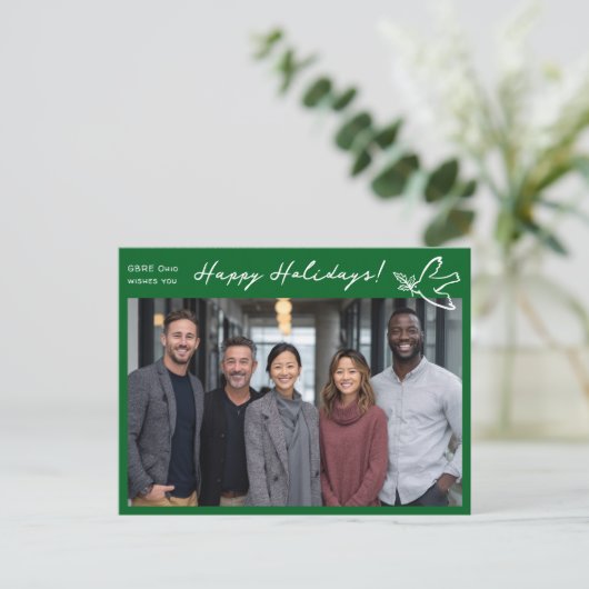 Business Simple Dove CUSTOM PHOTO ChristmasHoliday Briefkaart (Staand voorkant)