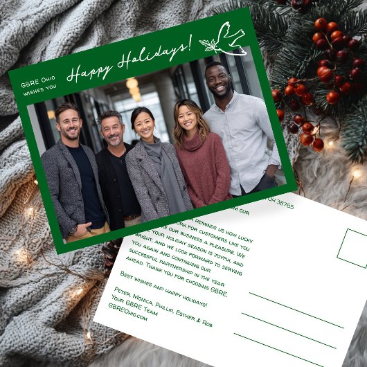 Business Simple Dove CUSTOM PHOTO ChristmasHoliday Briefkaart