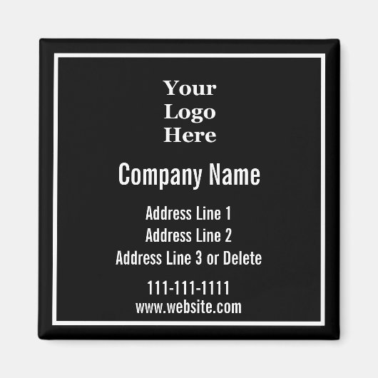 Business Sjabloon Black en White Uw Logo hier Magneet (Voorkant)