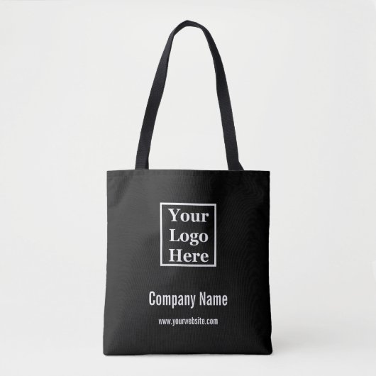 Business Sjabloon Black en White Uw Logo hier Tote Bag (Voorkant)