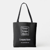 Business Sjabloon Black en White Uw Logo hier Tote Bag (Achterkant)