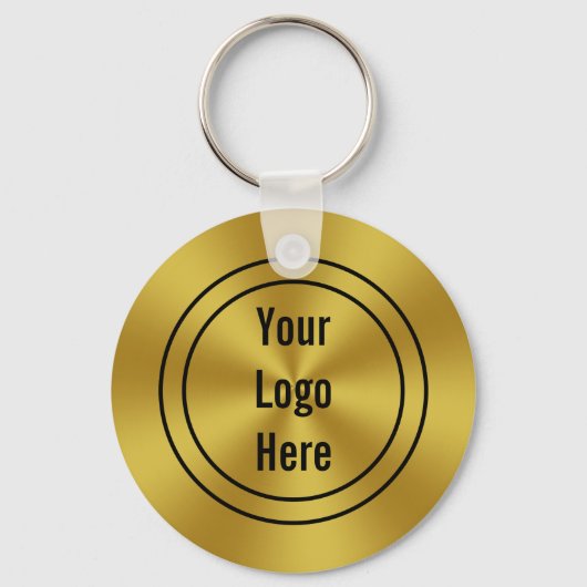 Business Sjabloon Faux Gold Uw Logo hier Sleutelhanger (Voorkant)