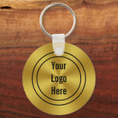 Business Sjabloon Faux Gold Uw Logo hier Sleutelhanger (Voorkant)