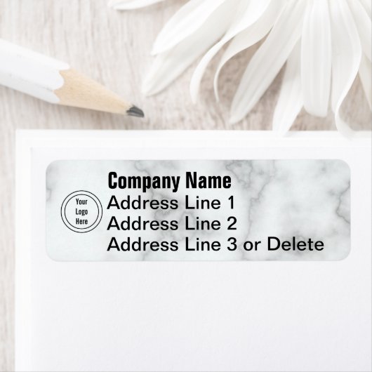 Business Sjabloon Faux White Marble Your Logo here Etiket (Insitu)