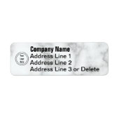 Business Sjabloon Faux White Marble Your Logo here Etiket (Voorkant)