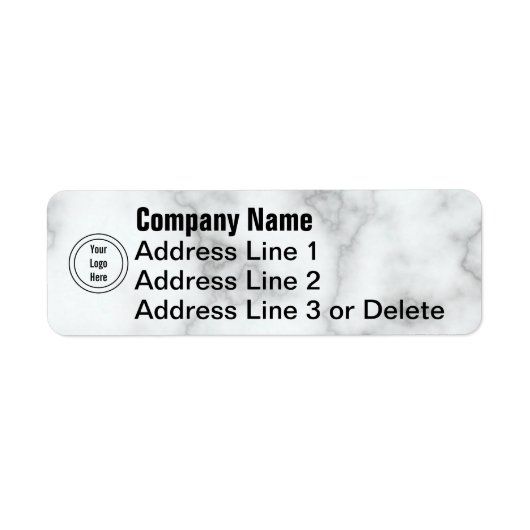 Business Sjabloon Faux White Marble Your Logo here Etiket (Voorkant)