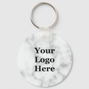 Business Sjabloon Faux White Marble Your Logo here Sleutelhanger
