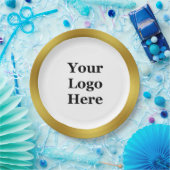 Business Sjabloon Gold en White Uw Logo hier Papieren Bordje (Feest)