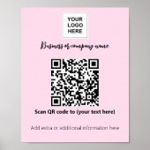 Business sjabloon Roze Blush logo qr code Poster (Voorkant)