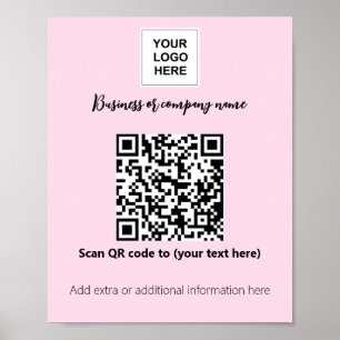 Business sjabloon Roze Blush logo qr code Poster