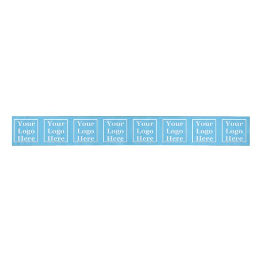 Business Sky Blue Your Logo Pattern Sjabloon Grosgrain Lint (Voorkant)