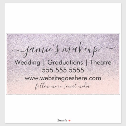 Business Social Media Beauty Roze Faux Glitter Sticker (Vel)