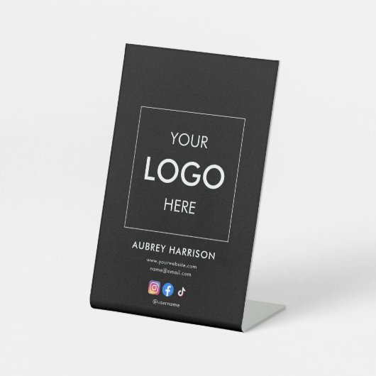 Business Social Media Logo Professional Reclamebord Met Voetstuk (Voorkant)