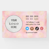 Business Social Media Logo wit minimalistisch roze Spandoek (Horizontaal)