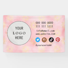 Business Social Media Logo wit minimalistisch roze Spandoek