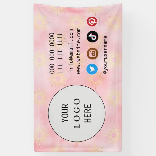 Business Social Media Logo wit minimalistisch roze Spandoek (Verticaal)