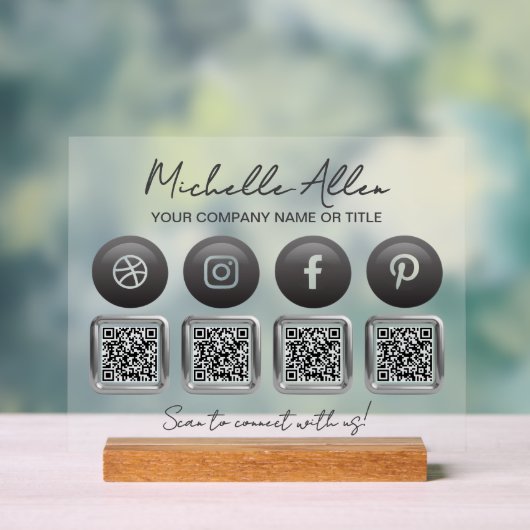 Business Social Media QR Codes Acryl Teken Acryl Bord (Neutraal)