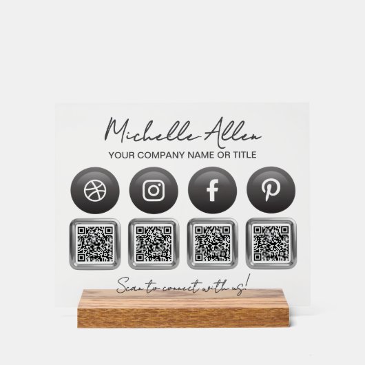 Business Social Media QR Codes Acryl Teken Acryl Bord (Voorkant)
