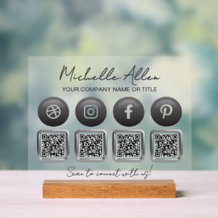 Business Social Media QR Codes Acryl Teken Bord