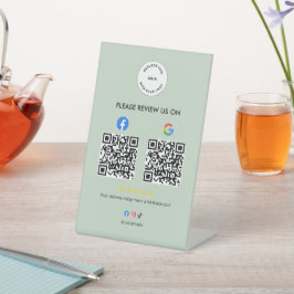 Business Social Review Pedestal Sign with Qr Code Reclamebord Met Voetstuk