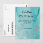 Business Spa Salon Blauwgroen Eucalyptus openen Briefkaart (Voorkant / Achterkant)