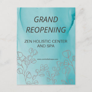 Business Spa Salon Blauwgroen Eucalyptus openen Briefkaart