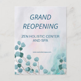 Business Spa Salon Blauwgroen Eucalyptus openen Briefkaart