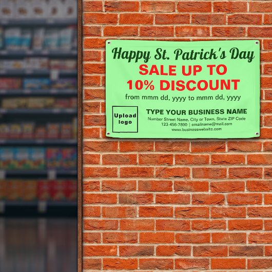 Business St. Patrick Sale op lichtgroene rechthoek Spandoek
