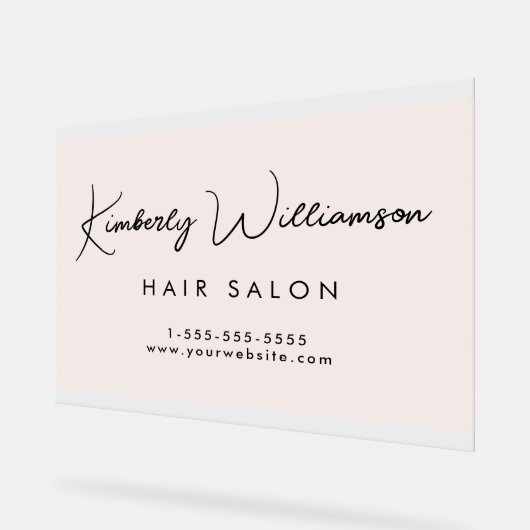 Business Stylish Signature Script Pink Frosted Acryl Bord (Hoek)