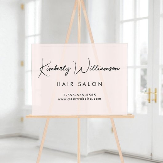 Business Stylish Signature Script Pink Frosted Acryl Bord