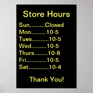 Business Supplies, Business Hours sign, generisch Poster