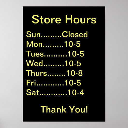 Business Supplies, Business Hours sign, generisch Poster (Voorkant)